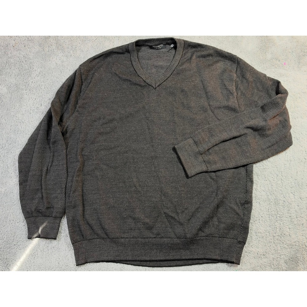 Segreto Italian Merino Wool Pullover Crewneck Sweater charcoal Gray Mens XXL